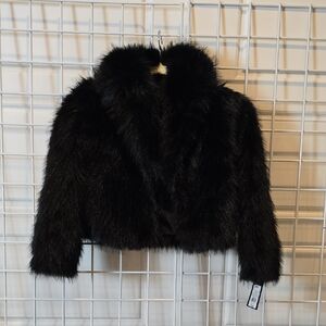 Art Class Black Faux Fur Teddy Jacket Size Small NWT